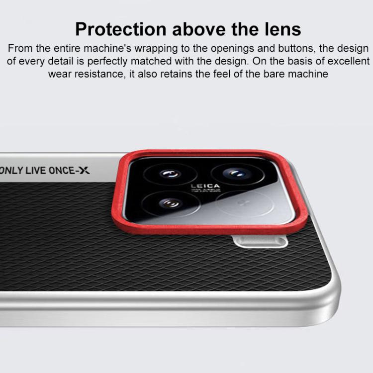 Funda de cuero con textura de diamante para Xiaomi 15 Ultra Camera Design PC (Roja)