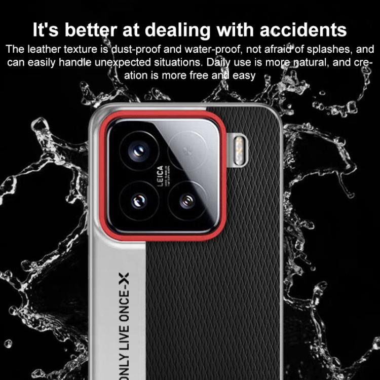 Funda de cuero con textura de diamante para Xiaomi 14 Pro (rojo)