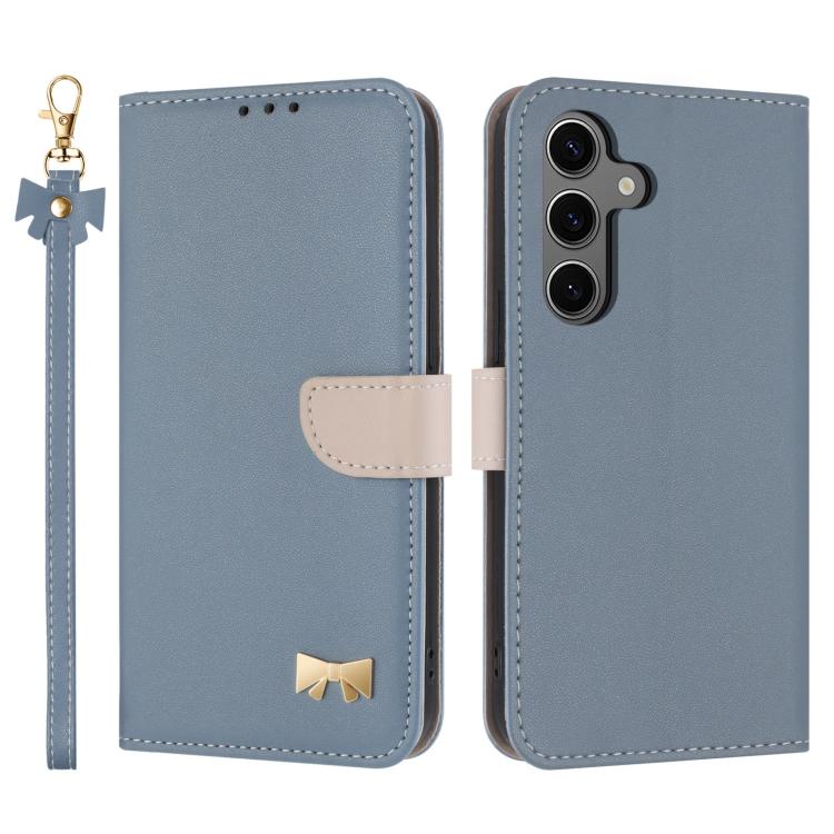 Funda de cuero con lazo metálico y correa para Samsung Galaxy S25 FE 5G (azul claro)