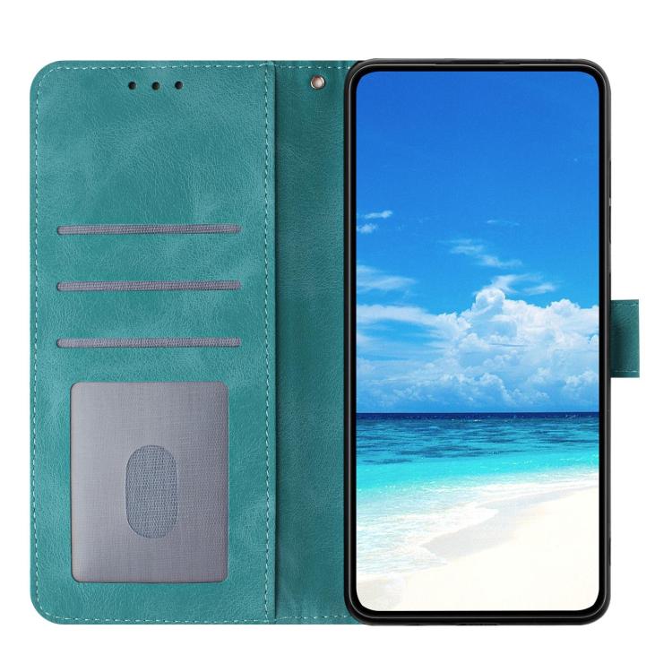 Funda de cuero con estampado floral en relieve para Samsung Galaxy A02S (164 mm, EE. UU.) (verde)