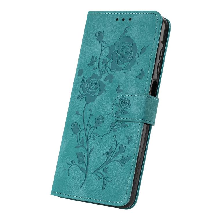 Funda de cuero con estampado floral en relieve para Samsung Galaxy A02S (164 mm, EE. UU.) (verde)