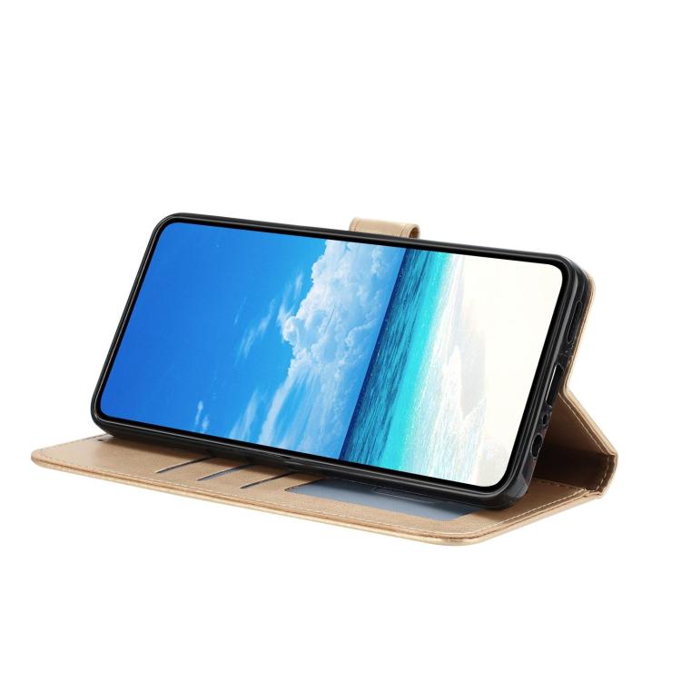 Funda de piel con estampado de rosas en relieve para Samsung Galaxy A33 (dorada)