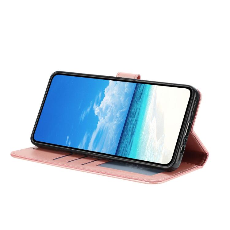 Funda de piel con estampado floral en relieve para Samsung Galaxy A41 (oro rosa)