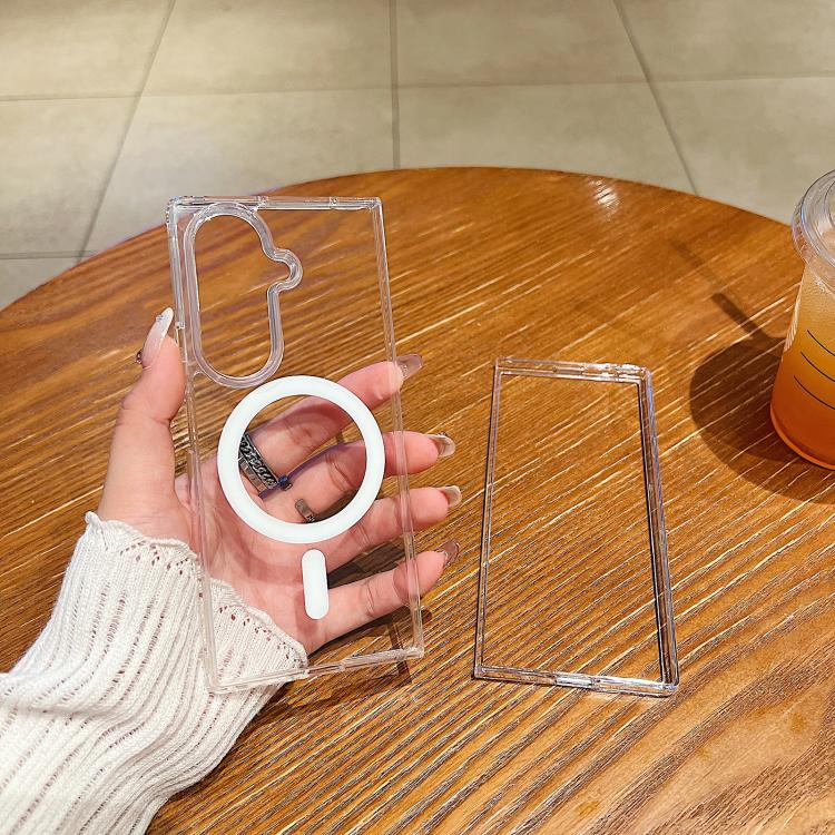 Funda de TPU acrílica transparente magnética MagSafe para Samsung Galaxy Z Fold7 5G con cámara de gran orificio (transparente)