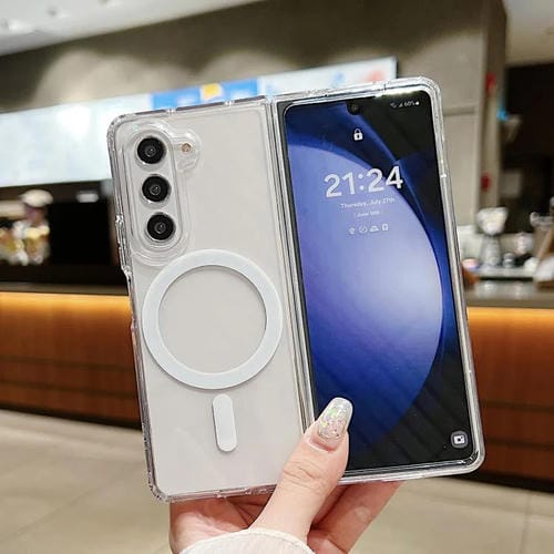 Funda de TPU acrílica transparente magnética MagSafe para Samsung Galaxy Z Fold6 5G con cámara de gran orificio (transparente)