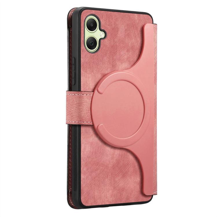 Funda Neo MagSafe RFID antirrobo con cremallera para Samsung Galaxy A06, de cuero estilo retro (rosa)