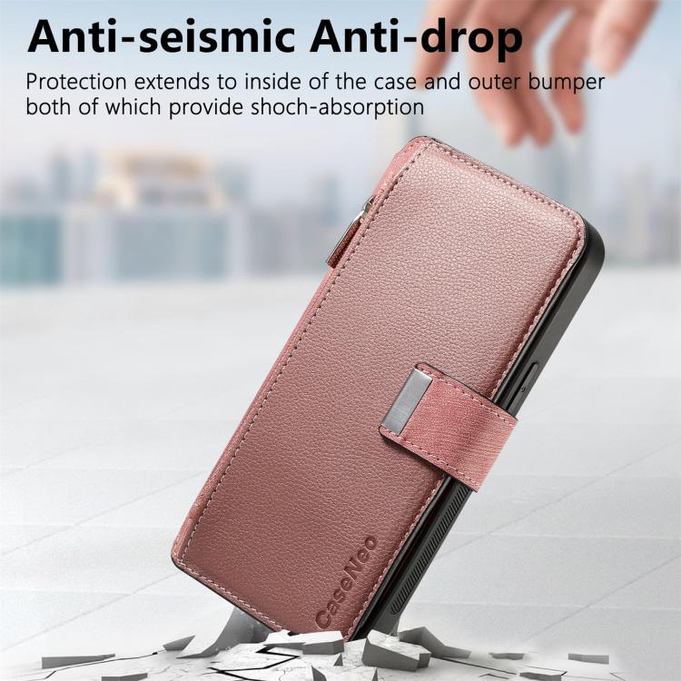 Funda Neo MagSafe RFID antirrobo con cremallera para Samsung Galaxy A56 5G, de cuero estilo retro (rosa)