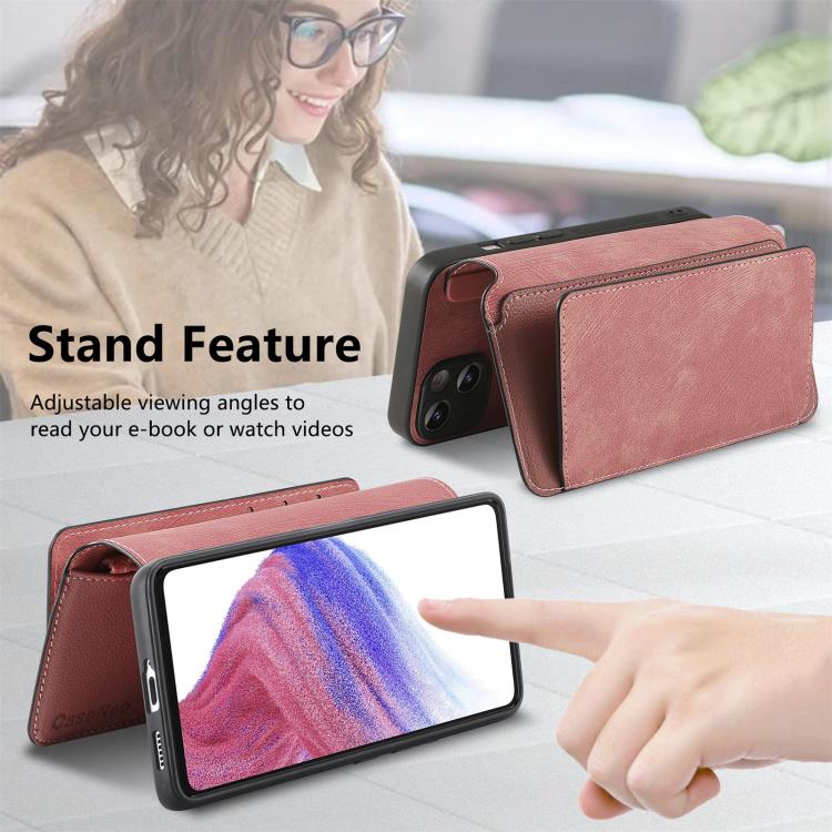 Funda Neo MagSafe RFID antirrobo con cremallera para Samsung Galaxy A56 5G, de cuero estilo retro (rosa)