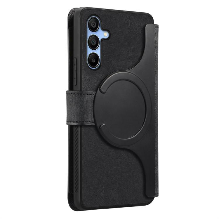 Funda Neo MagSafe RFID antirrobo con cremallera para Samsung Galaxy A16, de cuero estilo retro (negra)