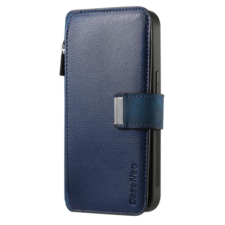 Funda Neo MagSafe RFID antirrobo con cremallera para Samsung Galaxy A16, de cuero estilo retro (azul)