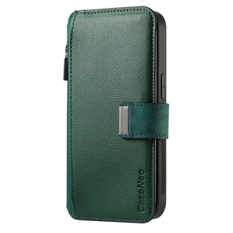 Funda Neo MagSafe RFID antirrobo con cremallera para Samsung Galaxy A16, de cuero estilo retro (verde)