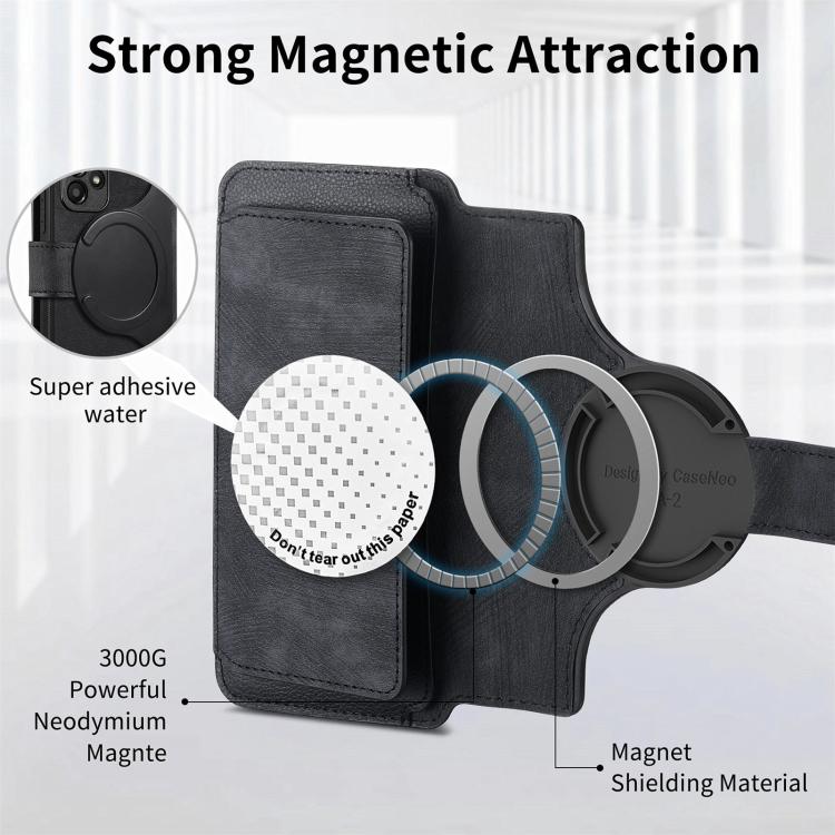 Funda Neo MagSafe RFID antirrobo con cremallera para Samsung Galaxy A53, de cuero estilo retro (negro)