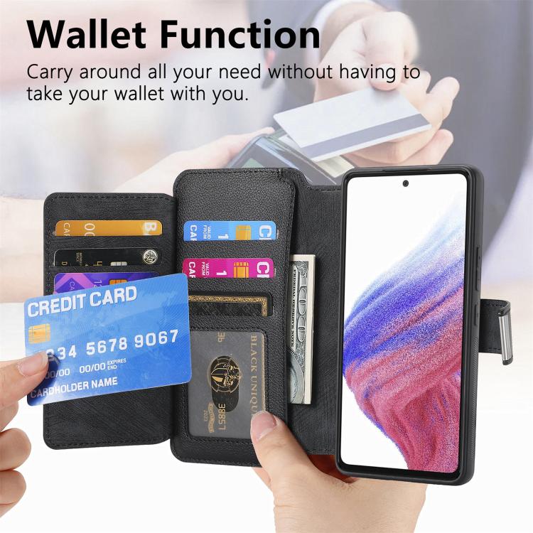 Funda Neo MagSafe RFID antirrobo con cremallera para Samsung Galaxy A53, de cuero estilo retro (negro)