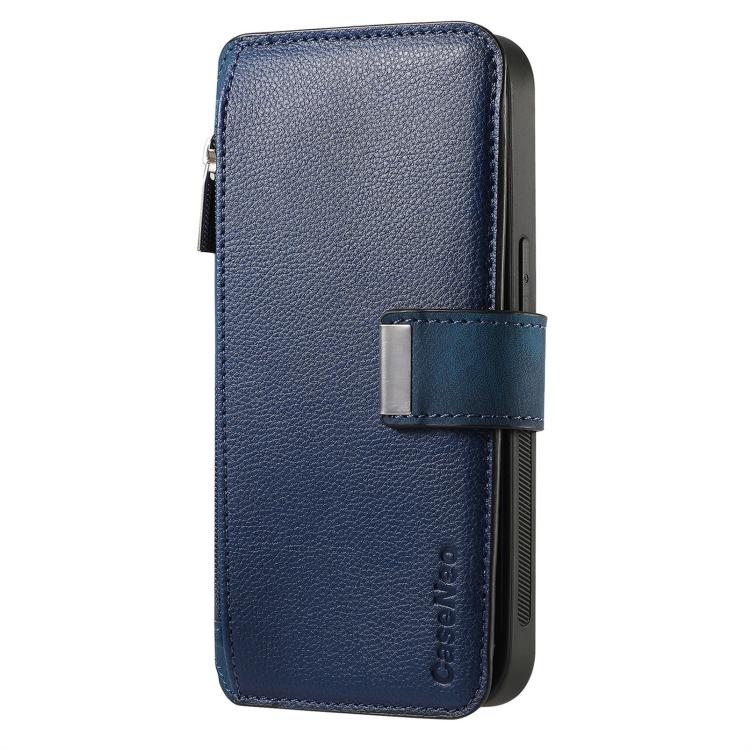 Funda Neo MagSafe RFID antirrobo con cremallera para Samsung Galaxy S25 Edge 5G, de cuero estilo retro (azul)