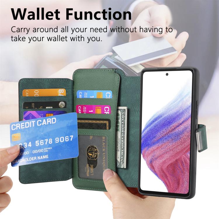 Funda Neo MagSafe RFID antirrobo con cremallera para Samsung Galaxy S25 Edge 5G, de cuero estilo retro (verde)