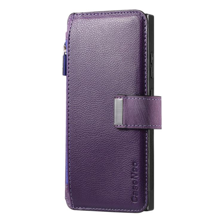 Funda Neo MagSafe RFID antirrobo con cremallera para Samsung Galaxy S25 Ultra 5G, estilo retro, de cuero (morado)