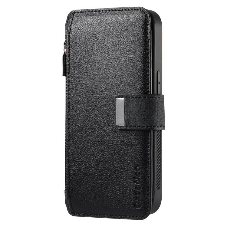 Funda Neo MagSafe RFID antirrobo con cremallera para Samsung Galaxy S24 FE 5G, de cuero estilo retro (negra)