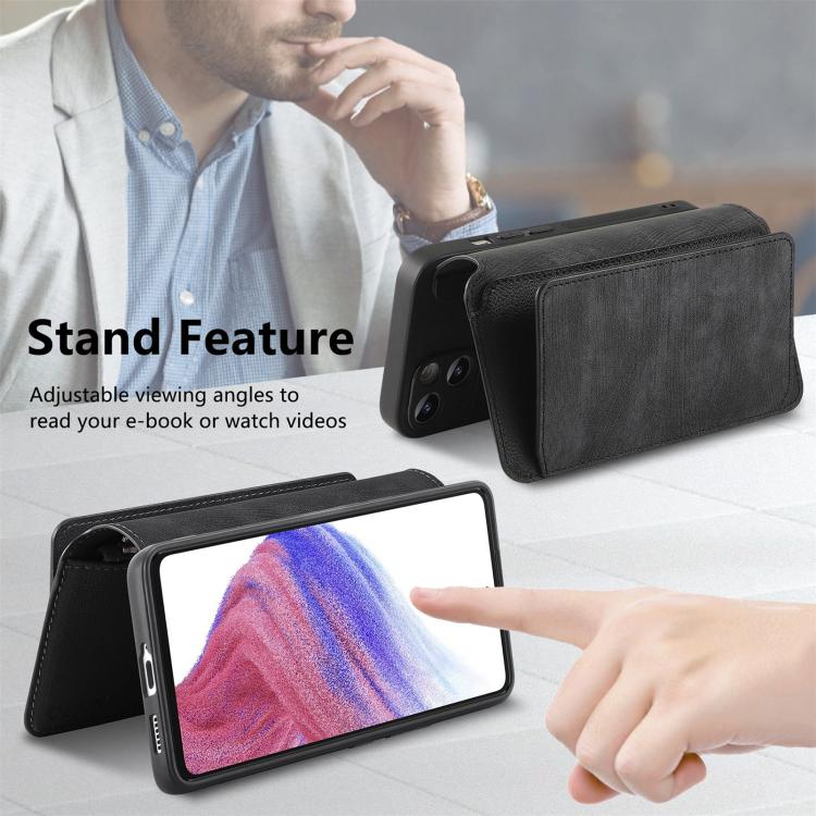 Funda Neo MagSafe RFID antirrobo con cremallera para Samsung Galaxy S24 FE 5G, de cuero estilo retro (negra)