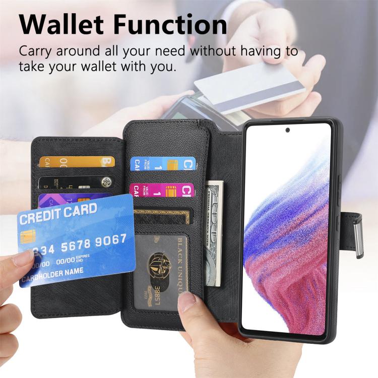 Funda Neo MagSafe RFID antirrobo con cremallera para Samsung Galaxy S24 FE 5G, de cuero estilo retro (negra)