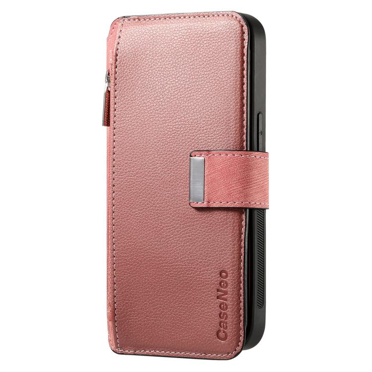 Funda Neo MagSafe RFID antirrobo con cremallera para Samsung Galaxy S24 FE 5G, estilo retro, de cuero (rosa)