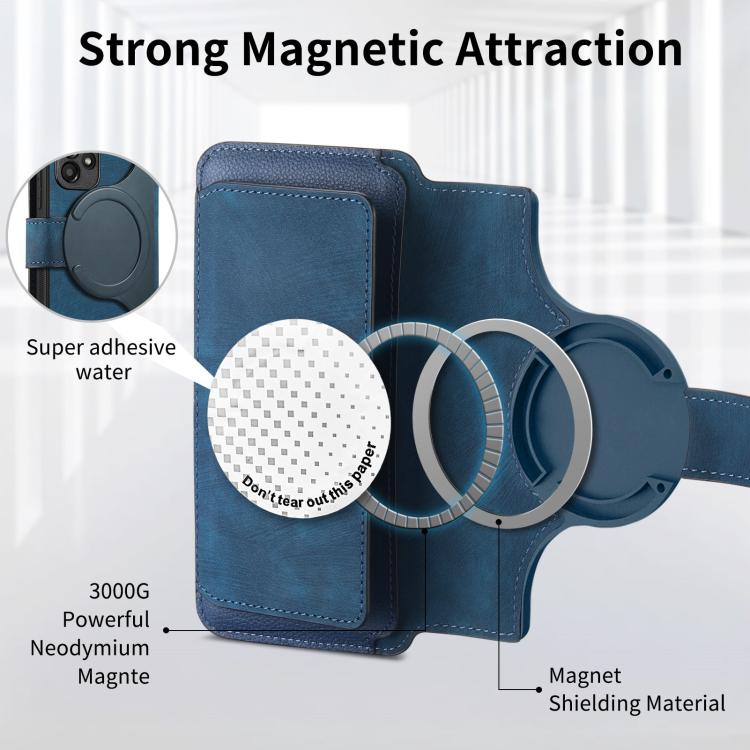 Funda Neo MagSafe RFID antirrobo con cremallera para Samsung Galaxy S24 Ultra 5G, de cuero estilo retro (azul)