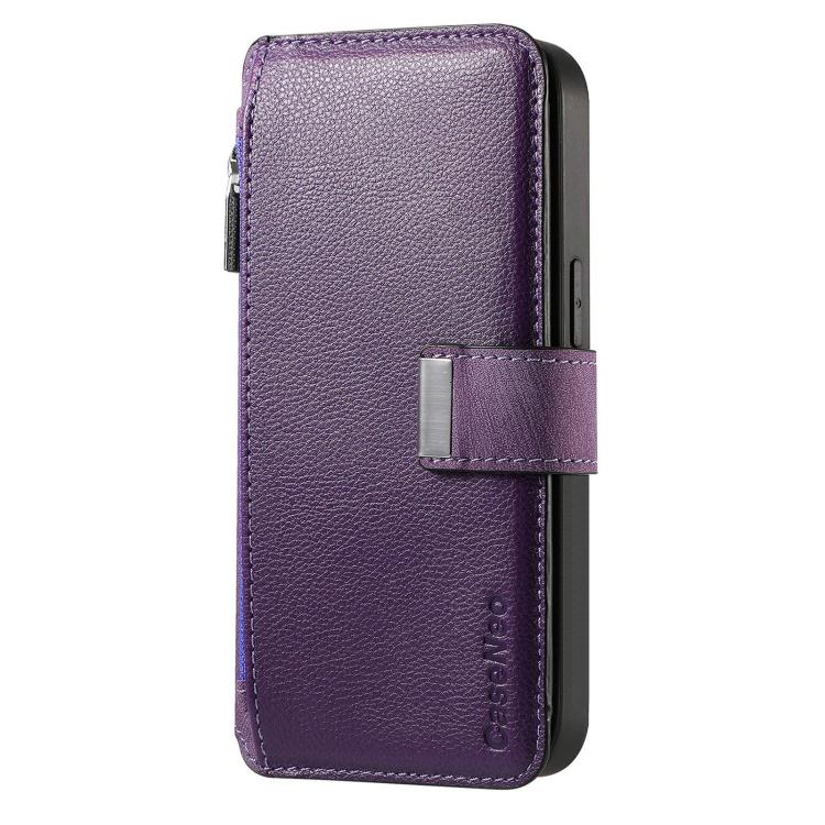 Funda Neo MagSafe RFID antirrobo con cremallera para Samsung Galaxy S23 5G, de cuero estilo retro (morado)