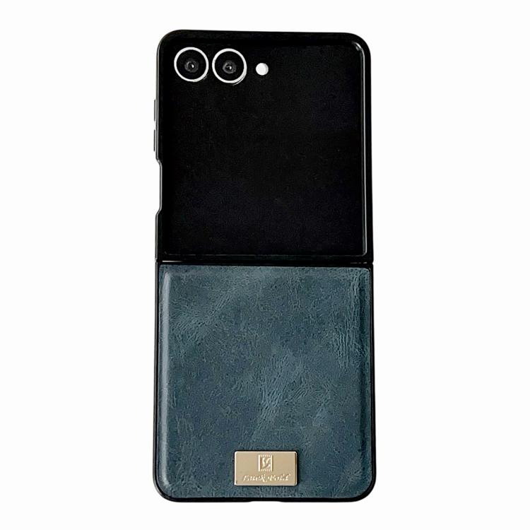 Funda de PU con textura Crazy Horse para Samsung Galaxy Z Flip7 5G (azul)