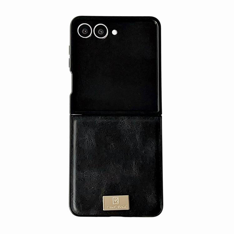 Funda de PU con textura Crazy Horse para Samsung Galaxy Z Flip7 5G (negra)