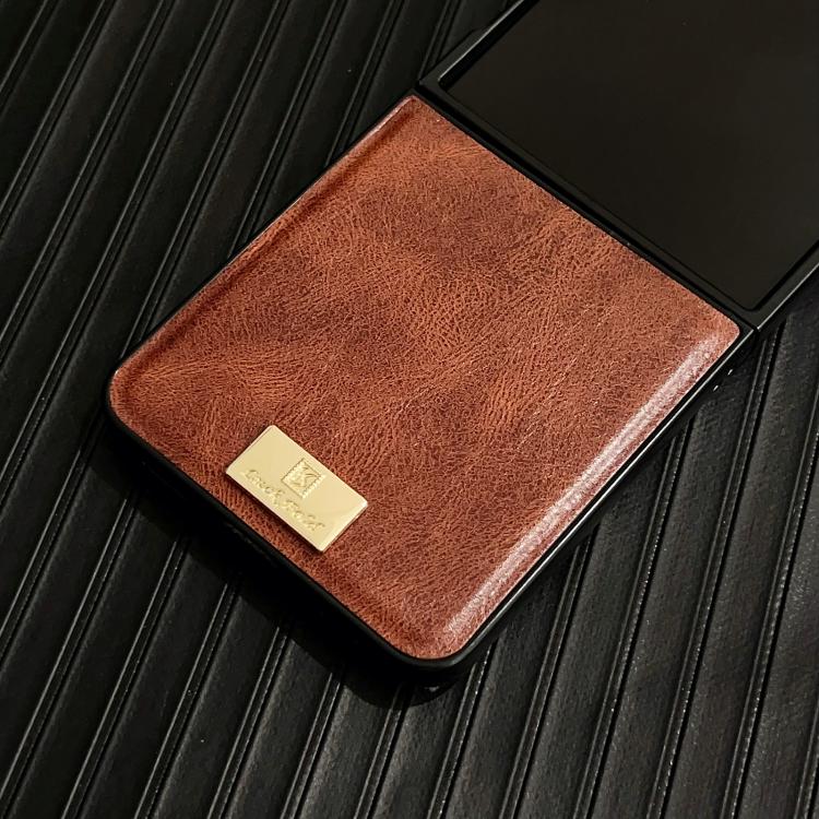 Funda de PU con textura Crazy Horse para Samsung Galaxy Z Flip7 5G (negra)