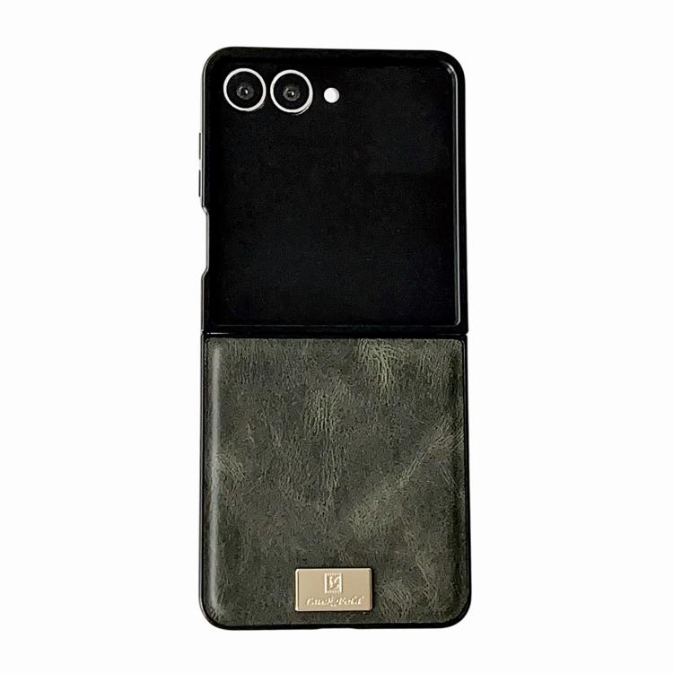 Funda de PU con textura Crazy Horse para Samsung Galaxy Z Flip7 5G (verde)