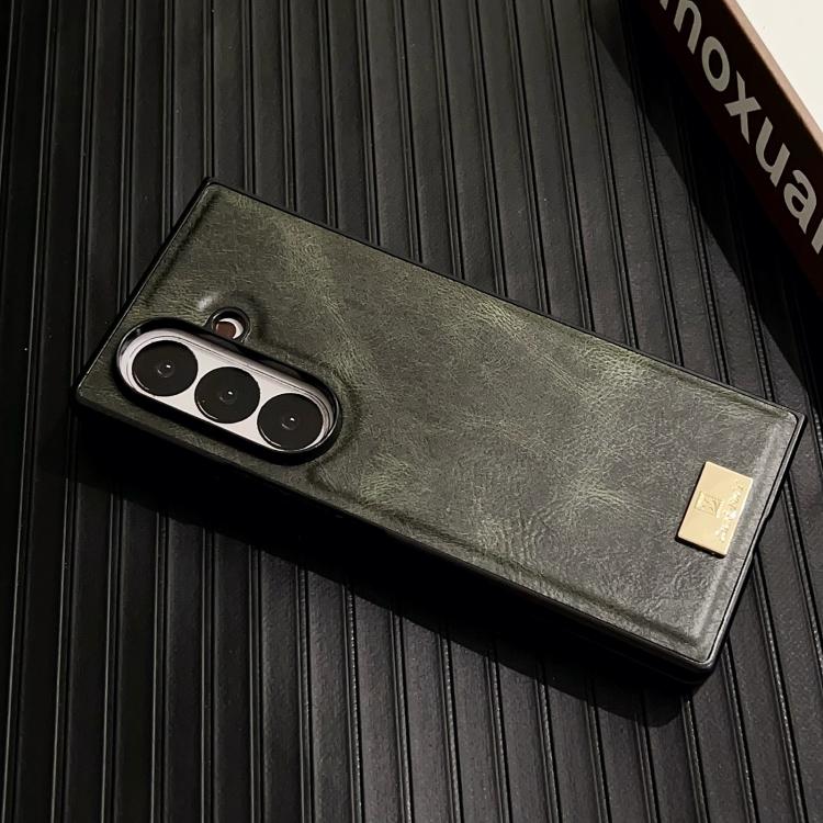 Funda de PU con textura Crazy Horse para Samsung Galaxy Z Fold7 5G (negra)
