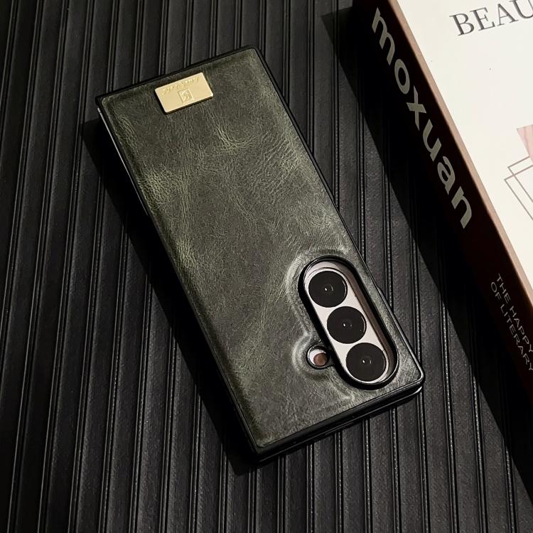 Funda de PU con textura Crazy Horse para Samsung Galaxy Z Fold7 5G (negra)