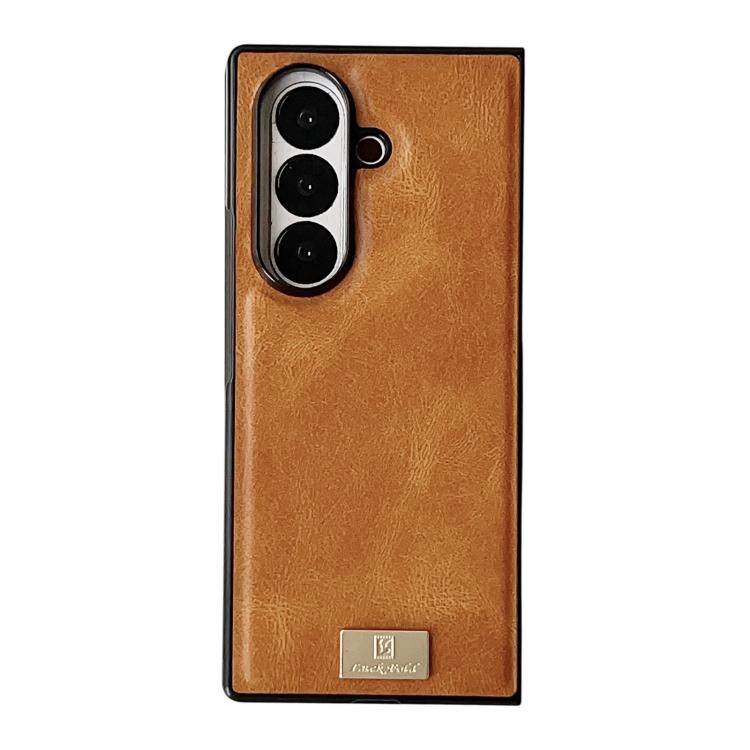 Funda de PU con textura Crazy Horse para Samsung Galaxy Z Fold7 5G (naranja)