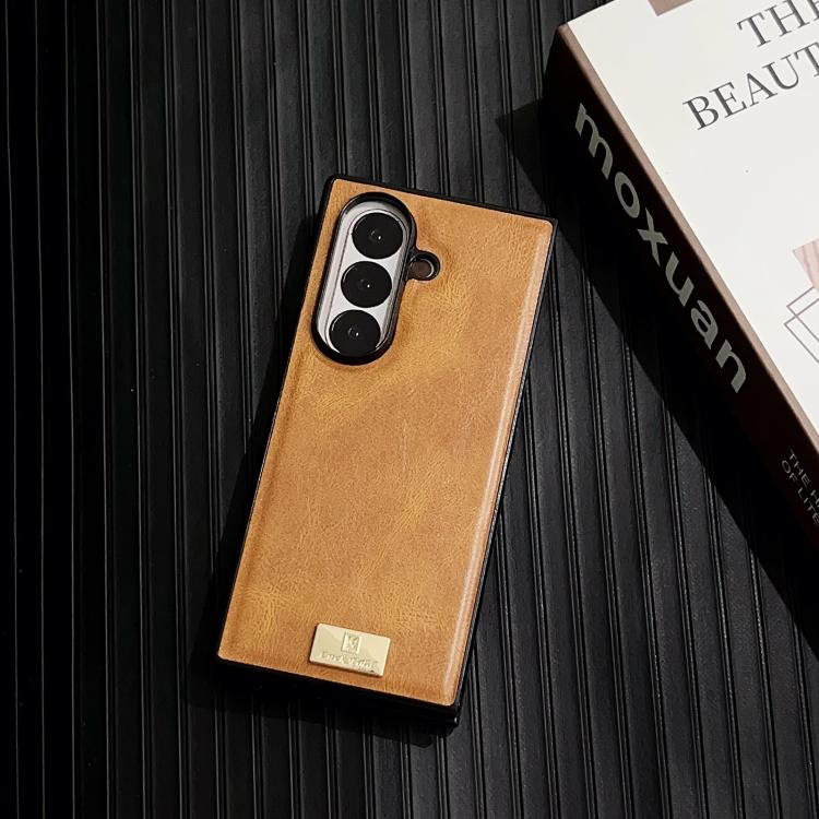 Funda de PU con textura Crazy Horse para Samsung Galaxy Z Fold7 5G (naranja)