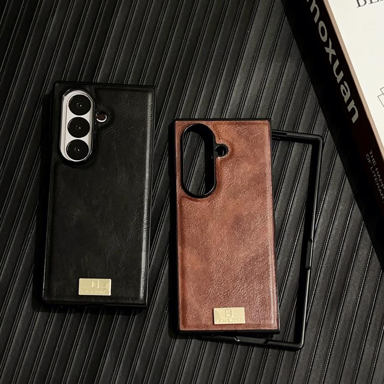 Funda de PU con textura Crazy Horse para Samsung Galaxy Z Fold7 5G (naranja)