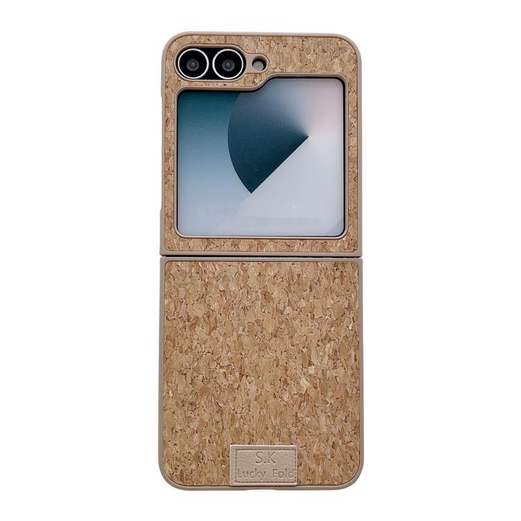 Funda de piel de cordero y corcho para Samsung Galaxy Z Flip5 5G (textura de cuero)