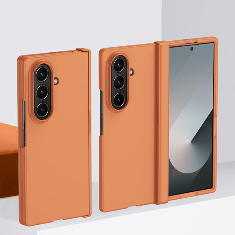 Funda de PC 3 en 1 con tacto suave para Samsung Galaxy Z Fold7 5G (naranja)
