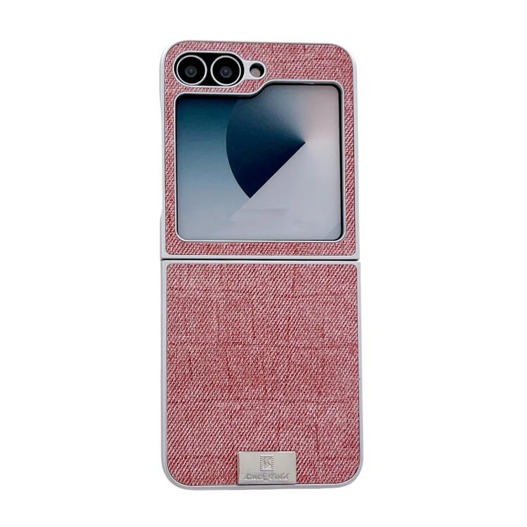 Funda de poliuretano y policarbonato con marco plateado para Samsung Galaxy Z Flip5 5G (rosa)