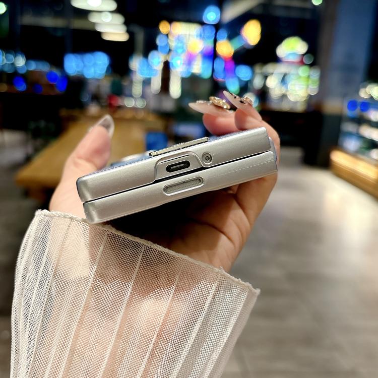 Funda de poliuretano y policarbonato con marco plateado para Samsung Galaxy Z Fold5 5G (azul)