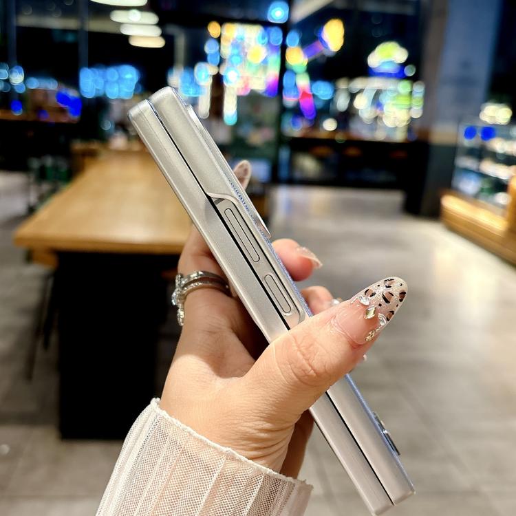 Funda de poliuretano y policarbonato con marco plateado para Samsung Galaxy Z Fold4 5G (azul)