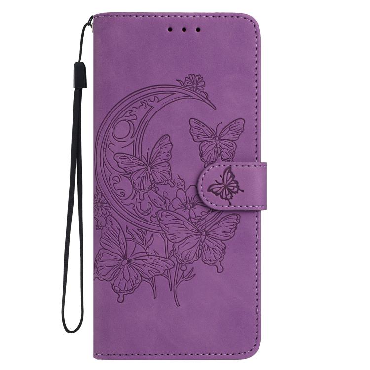 Funda de cuero con relieve y diseño de mariposas para Samsung Galaxy A07 5G (morado)