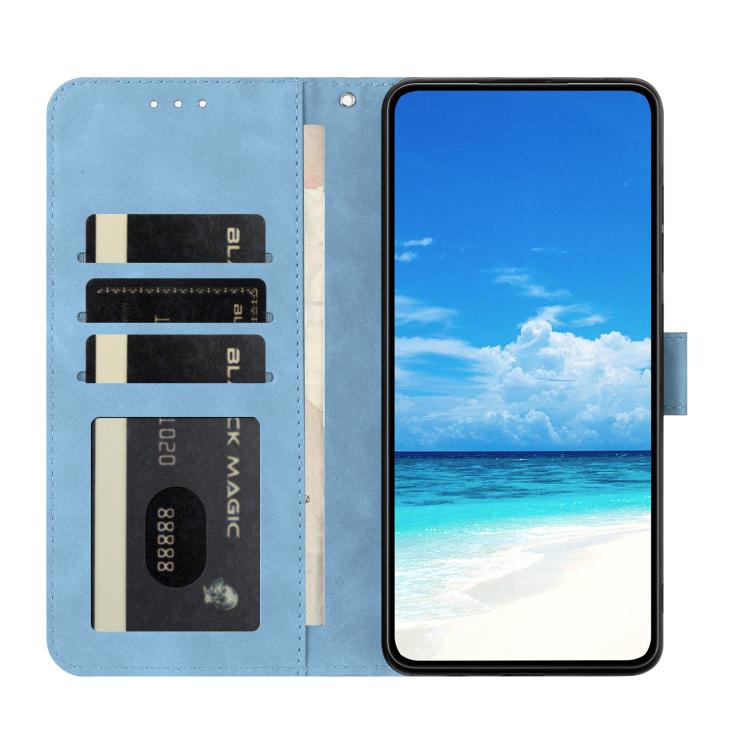 Funda de cuero con relieve y diseño de mariposas para Samsung Galaxy A07 5G (azul)