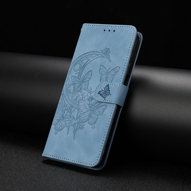 Funda de cuero con relieve y diseño de mariposas para Samsung Galaxy A07 5G (azul)