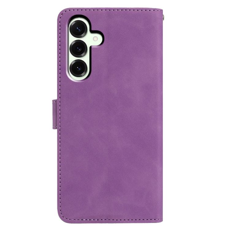 Funda de cuero con relieve y diseño de mariposas para Samsung Galaxy A17 5G (morado)