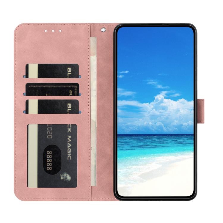 Funda de cuero con relieve y diseño de mariposas para Samsung Galaxy A17 5G (rosa)