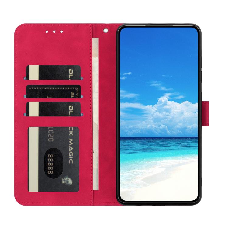 Funda de cuero con relieve y diseño de mariposas danzantes para Samsung Galaxy A17 5G (rosa)