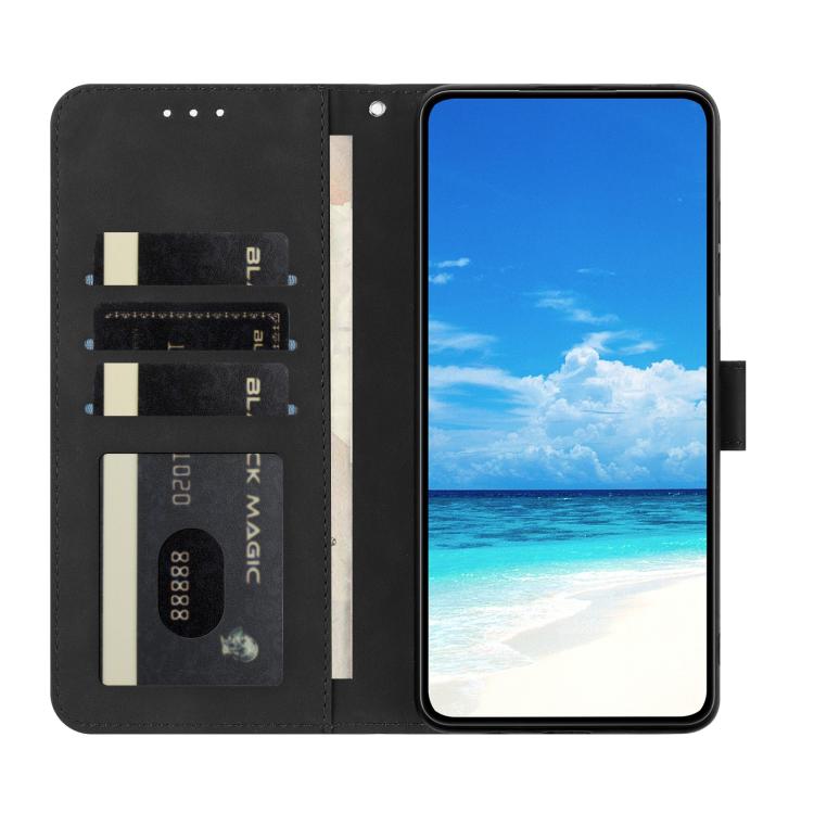 Funda de cuero con relieve y diseño de mariposas para Samsung Galaxy A17 5G (negra)