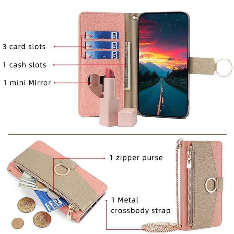 Funda de cuero con textura de lichi para Samsung Galaxy S25+ 5G (rosa)
