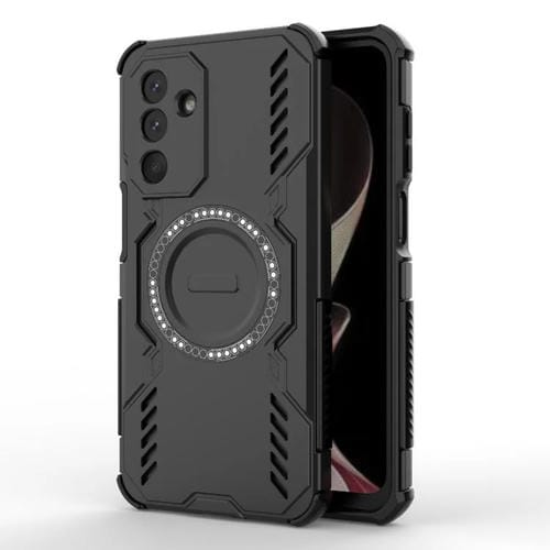 Funda con anillo magnético MagSafe para Samsung Galaxy M36 5G, a prueba de golpes, con mariposas (negro)