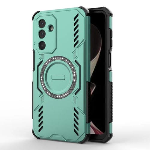 Funda con anillo magnético MagSafe para Samsung Galaxy M36 5G, a prueba de golpes, con mariposas (verde claro)